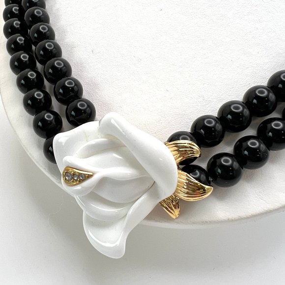 KJL for Avon Kenneth Jay Lane Midnight Rose Necklace - Picture 4 of 5